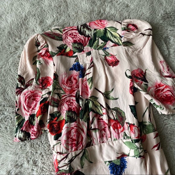 AFRM Floral Wrap Tie Dress beach coverup XS puff shoulder pink rose - Picture 9 of 17